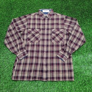 Vintage 90s Baggy Plaid Button Shirt Medium 21x28 Purple